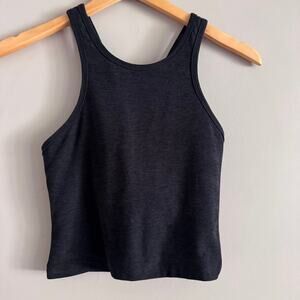 Beyond Yoga Spacedye Dark Gray Studio Cropped Tank Top Cross Back Size Medium